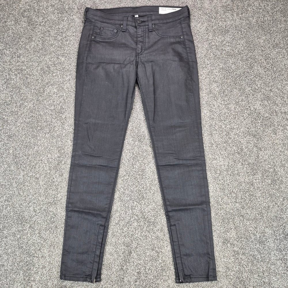 Rag & Bone Intermix Skinny Jeans Womens 28 Black Shoreditch Ankle Zip
